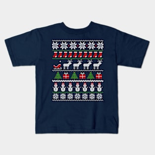 Ugly Christmas Xmas Sweater Funny Norwegian Pattern Gift Kids T-Shirt